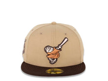 Load image into Gallery viewer, San Diego Padres New Era MLB 59FIFTY 5950 Fitted Cap Hat Light Tan Crown Dark Brown Visor Light Brown/Pink Swinging Friar Logo Pink UV
