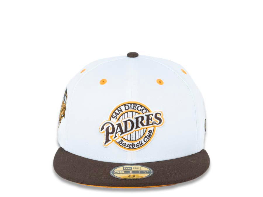 San Diego Padres New Era MLB 59FIFTY 5950 Fitted Cap Hat Brown Crown/Visor Brown/White/Orange Baseball Club Retro Logo 1992 All-Star Game Side Patch 7