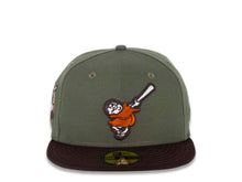Load image into Gallery viewer, San Diego Padres New Era MLB 59FIFTY 5950 Fitted Cap Hat Olive Crown Dark Brown Visor Orange/Dark Brown Swinging Friar Logo Orange UV
