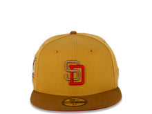 Load image into Gallery viewer, San Diego Padres New Era MLB 59FIFTY 5950 Fitted Cap Hat Panama Tan Crown Toasted Peanut Visor Red/Irish Coffee Logo 40th Anniversary Side Patch Red UV
