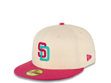 Load image into Gallery viewer, San Diego Padres New Era MLB 59FIFTY 5950 Fitted Cap Hat Chrome White Crown Beet Root Purple Visor Beet Root Purple/Vice Blue Logo 1992 All-Star Game Side Patch Vice Blue UV
