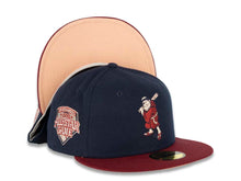 Load image into Gallery viewer, San Diego Padres New Era MLB 59FIFTY 5950 Fitted Cap Hat Navy Crown Cardinal Visor Cardinal/Peach Batting Friar Logo 40th Anniversary Side Patch Peach UV
