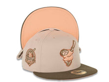 Load image into Gallery viewer, San Diego Padres New Era MLB 59FIFTY 5950 Fitted Cap Hat Stone Crown Olive Visor Peach/Metallic Copper Swinging Friar Logo 40th Anniversary Side Patch Peach UV
