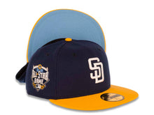 Load image into Gallery viewer, San Diego Padres New Era MLB 59FIFTY 5950 Fitted Cap Hat Navy Crown Yellow Visor White Logo 2016 All-Star Game Side Patch Sky Blue UV
