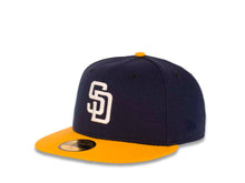 Load image into Gallery viewer, San Diego Padres New Era MLB 59FIFTY 5950 Fitted Cap Hat Navy Crown Yellow Visor White Logo 2016 All-Star Game Side Patch Sky Blue UV
