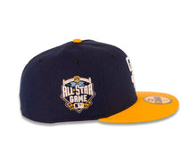 Load image into Gallery viewer, San Diego Padres New Era MLB 59FIFTY 5950 Fitted Cap Hat Navy Crown Yellow Visor White Logo 2016 All-Star Game Side Patch Sky Blue UV
