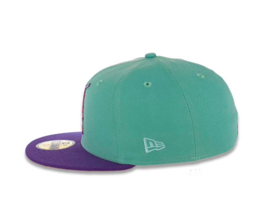 San Diego Padres New Era MLB 59FIFTY 5950 Fitted Cap Hat Clear Mint Green Crown Purple Visor Lava Red Batting Friar Logo 1992 All-Star Game Side Patch