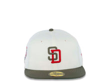 Load image into Gallery viewer, San Diego Padres New Era MLB 59FIFTY 5950 Fitted Cap Hat Chrome White Crown Olive Visor Olive/Red Logo 1992 All-Star Game Side Patch Green UV 
