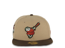 Load image into Gallery viewer, San Diego Padres New Era MLB 59FIFTY 5950 Fitted Cap Hat Khaki Crown Brown Visor Red/Green Swinging Friar Logo 40th Anniversary Side Patch Green UV
