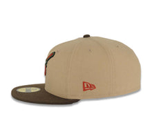 Load image into Gallery viewer, San Diego Padres New Era MLB 59FIFTY 5950 Fitted Cap Hat Khaki Crown Brown Visor Red/Green Swinging Friar Logo 40th Anniversary Side Patch Green UV
