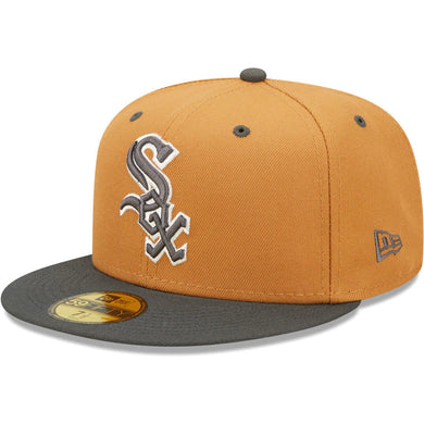 Chicago White Sox New Era MLB 59FIFTY 5950 Fitted Cap Hat Light Brown Crown Dark Gray Visor Dark Gray/White Logo (Color Pack)