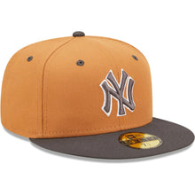 Load image into Gallery viewer, New York Yankees New Era MLB 59FIFTY 5950 Fitted Cap Hat Light Brown Crown Dark Gray Visor Gray/White Logo (Color Pack)
