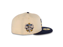 Load image into Gallery viewer, San Diego Padres New Era MLB 59FIFTY 5950 Fitted Cap Hat Chrome White Crown Navy Visor Yellow/Navy Logo 2016 All-Star Game Side Patch Gray UV
