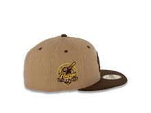 Load image into Gallery viewer, San Diego Padres New Era MLB 59FIFTY 5950 Fitted Cap Hat Khaki Crown Brown Visor Brown/Yellow &quot;P&quot; Logo 40th Anniversary Side Patch Gray UV
