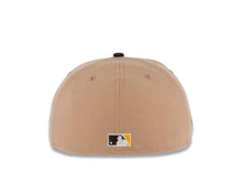 Load image into Gallery viewer, San Diego Padres New Era MLB 59FIFTY 5950 Fitted Cap Hat Khaki Crown Dark Brown Visor Yellow/Khaki Swinging Friar Logo 40th Anniversary Side Patch Yellow UV
