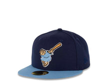 Load image into Gallery viewer, San Diego Padres New Era MLB 59FIFTY 5950 Fitted Cap Hat Navy Crown Sky Blue Visor Sky Blue/Tan Swinging Friar Logo 40th Anniversary Side Patch Gray UV
