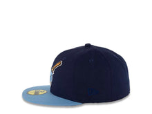 Load image into Gallery viewer, San Diego Padres New Era MLB 59FIFTY 5950 Fitted Cap Hat Navy Crown Sky Blue Visor Sky Blue/Tan Swinging Friar Logo 40th Anniversary Side Patch Gray UV
