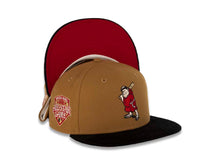 Load image into Gallery viewer, San Diego Padres New Era MLB 59FIFTY 5950 Fitted Cap Hat Light Bronze Brown Crown Black Corduroy Visor Red/Peach Batting Friar Logo 1992 All-Star Game Side Patch Red UV
