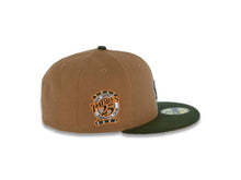 Load image into Gallery viewer, San Diego Padres New Era MLB 59FIFTY 5950 Fitted Cap Hat Wheat Crown Green Visor Green/Orange Swinging Friar Logo 25th Anniversary Side Patch Orange UV
