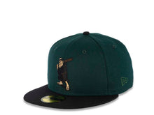 Load image into Gallery viewer, San Diego Padres New Era MLB 59FIFTY 5950 Fitted Cap Hat Dark Green Crown Black Visor Black/Brown Batting Friar Logo 1992 All-Star Game Side Patch
