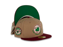 Load image into Gallery viewer, San Diego Padres New Era MLB 59FIFTY 5950 Fitted Cap Hat Khaki Crown Cardinal Visor Green/Ivory Swinging Friar Logo 1978 All-Star Game Side Patch
