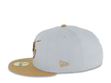 Load image into Gallery viewer, San Diego Padres New Era MLB 59FIFTY 5950 Fitted Cap Hat Gray Crown WheatVisor Brown Round Swinging Friar Logo 1969 Go Padres Side Patch Cream UV
