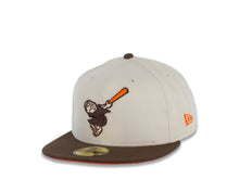 Load image into Gallery viewer, San Diego Padres New Era MLB 59FIFTY 5950 Fitted Cap Hat Stone White Crown Brown Visor Brown/Orange Swinging Friar Logo 40th Anniversary Side Patch Orange UV
