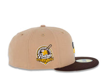 Load image into Gallery viewer, San Diego Padres New Era MLB 59FIFTY 5950 Fitted Cap Hat Camel Crown Dark Brown Visor Yellow/Khaki Logo 40th Anniversary Side Patch Yellow UV 
