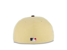 Load image into Gallery viewer, San Diego Padres New Era MLB 5950 Fitted Cap Hat Vegas Gold Crown Dark Brown Visor Cardinal/Khaki Batting Friar Logo 1992 All-Star Game Side Patch Cardinal UV
