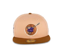 Load image into Gallery viewer, San Diego Padres New Era MLB 59FIFTY 5950 Fitted Cap Hat Peach Crown Brown Visor Purple Swinging Friar Logo 1992 All-Star Game Side Patch Purple UV

