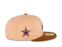 Load image into Gallery viewer, San Diego Padres New Era MLB 59FIFTY 5950 Fitted Cap Hat Peach Crown Brown Visor Purple Swinging Friar Logo 1992 All-Star Game Side Patch Purple UV
