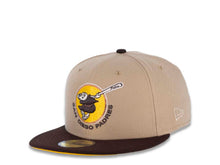 Load image into Gallery viewer, San Diego Padres New Era MLB 59FIFTY 5950 Fitted Cap Hat Camel Crown Dark Brown Visor Dark Brown/Yellow Swinging Friar Logo 1978 All-Star Game Side Patch Yellow UV
