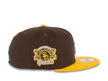 Load image into Gallery viewer, San Diego Padres New Era MLB 59FIFTY 5950 Fitted Cap Hat Brown Crown Yellow Visor Brown/Yellow Swinging Friar Logo Stadium Side Patch Green UV
