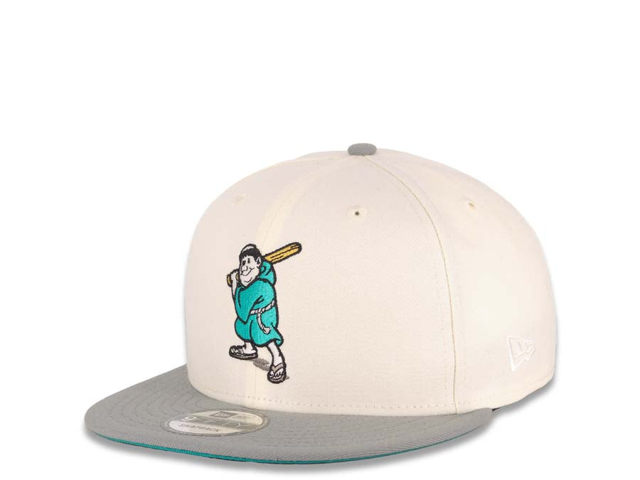 San Diego Padres New Era MLB 9FIFTY 950 Snapback Cap Hat Cream Crown Gray  Visor Teal/Gold Batting Friar Logo Stadium Side Patch Aqua UV