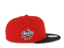 Load image into Gallery viewer, San Diego Padres New Era MLB 59FIFTY 5950 Fitted Cap Hat Red Crown Black Visor Yellow/White Logo 1998 World Series Side Patch Gray UV

