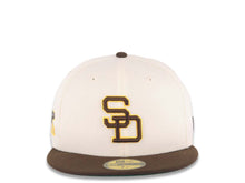 Load image into Gallery viewer, San Diego Padres New Era MLB 59FIFTY 5950 Fitted Cap Hat Cream Crown Brown Visor Brown/Yellow Logo 1984 World Series Side Patch Green UV
