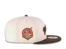 Load image into Gallery viewer, San Diego Padres New Era MLB 59FIFTY 5950 Fitted Cap Hat Cream Crown Brown Visor Brown/Orange Script Logo 40th Anniversary Side Patch Yellow UV
