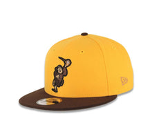 Load image into Gallery viewer, San Diego Padres New Era MLB 9FIFTY 950 Snapback Cap Hat Yellow Crown Dark Brown Visor Brown Catching Friar Logo 40th Anniversary Side Patch Gray UV
