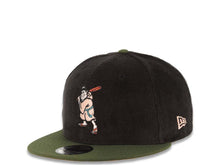 Load image into Gallery viewer, (Corduroy Crown) San Diego Padres New Era MLB 9FIFTY 950 Snapback Cap Hat Black Crown Olive Visor Peach Batting Friar Logo 25th Anniversary Side Patch
