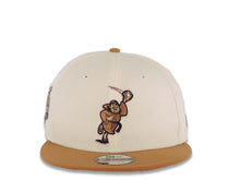 Load image into Gallery viewer, San Diego Padres New Era MLB 9FIFTY 950 Snapback Cap Hat Cream Crown Light Brown Visor Brown/Pink Catching Friar Logo 40th Anniversary Side Patch
