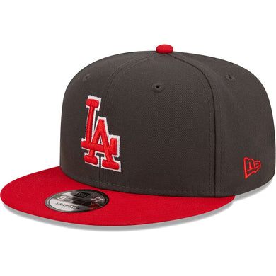 Los Angeles Dodgers New Era MLB 9FIFTY 950 Snapback Cap Hat Dark Gray Crown Red Visor Red/White Logo (2-Tone Color Pack)