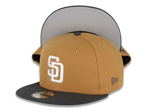 San Diego Padres New Era MLB 9FIFTY 950 Snapback Cap Hat Light Brown Crown Dark Gray Visor White Logo (2-Tone Color Pack)