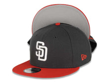 Load image into Gallery viewer, San Diego Padres New Era MLB 9FIFTY 950 Snapback Cap Hat Dark Gray Crown Red Visor White Logo (2 Tone Color Pack)
