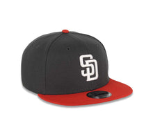 Load image into Gallery viewer, San Diego Padres New Era MLB 9FIFTY 950 Snapback Cap Hat Dark Gray Crown Red Visor White Logo (2 Tone Color Pack)
