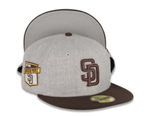 Load image into Gallery viewer, San Diego Padres New Era MLB 59FIFTY 5950 Fitted Cap Hat Heather Gray Crown Brown Visor Brown Logo Established 1969 Side Patch
