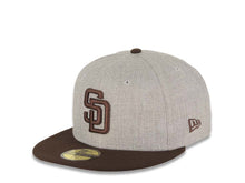 Load image into Gallery viewer, San Diego Padres New Era MLB 59FIFTY 5950 Fitted Cap Hat Heather Gray Crown Brown Visor Brown Logo Established 1969 Side Patch
