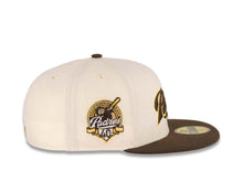 Load image into Gallery viewer, San Diego Padres New Era MLB 59FIFTY 5950 Fitted Cap Hat Cream Crown Brown Visor Brown/Yellow Logo 40th Anniversary Side Patch Cream UV
