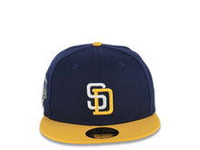 Load image into Gallery viewer, San Diego Padres New Era MLB 59FIFTY 5950 Fitted Cap Hat Light Royal Blue Crown Yellow Visor White/Yellow Logo 1992 All-Star Game Side Patch Sky
