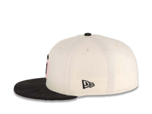 Load image into Gallery viewer, (Corduroy Visor) San Diego Padres New Era MLB 59FIFTY 5950 Fitted Cap Hat Cream Crown Black Visor Black/Pink Logo 50th Anniversary Side Patch Pink UV
