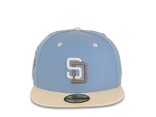 Load image into Gallery viewer, San Diego Padres New Era MLB 59FIFTY 5950 Fitted Cap Hat Sky Blue Crown Cream Visor Cream/Dark Gray Logo 1992 All-Star Game Side Patch Dark Gray UV
